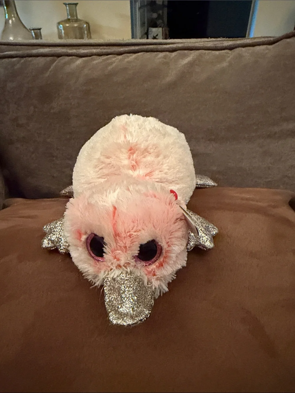 Ty Wilma Platypus Plush Pink Sparkle Platypus Small Pet Toy